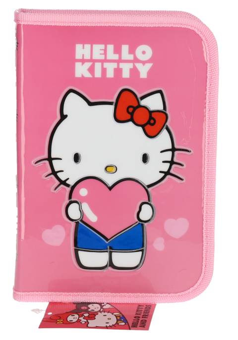 Penar 3D Hello Kitty Roz cu 1 Fermoar si 2 Extensii Neechipat pentru Scoala